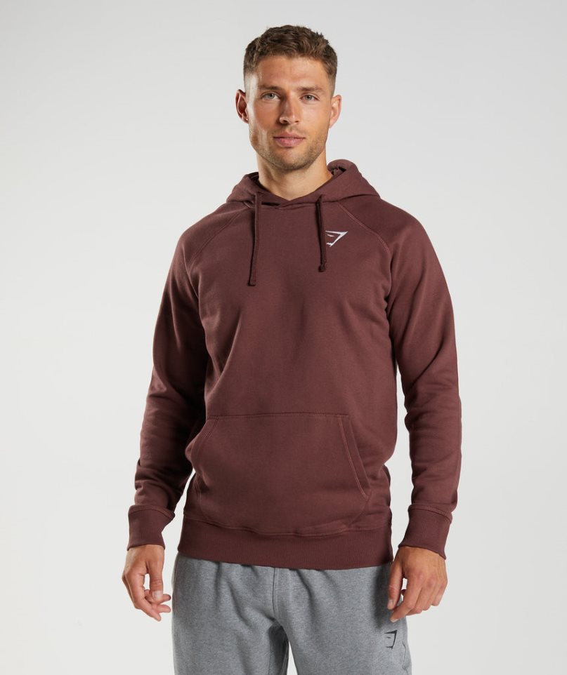 Men\'s Gymshark Crest Hoodie Brown | NZ 0NXBTI